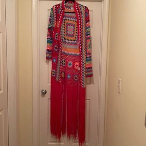 Crochet fringe cardigan